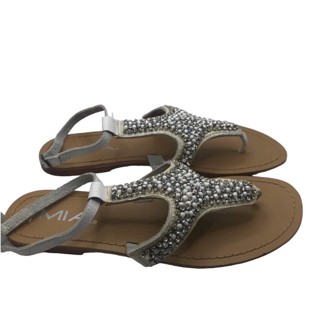 Mia women embellished thong sandals with back strap leather upper size 7.5